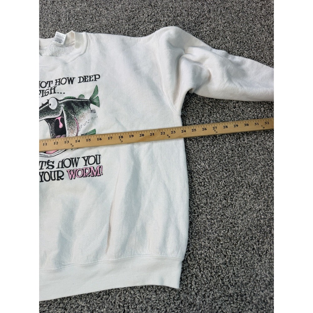 Vintage 90s Fishing Comedy Sweatshirt Men's Size XL White - Picture 6 of 8